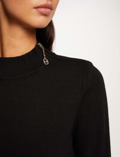 Long-sleeved jumper zipped detail black ladies'