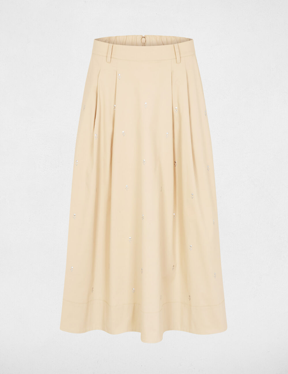 High-waisted long skirt beige women