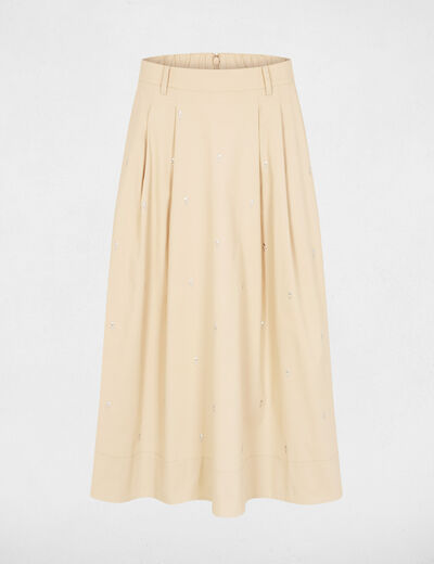 High-waisted long skirt beige women