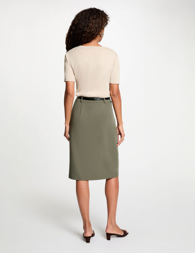 High-waisted pencil skirt khaki green women