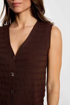 Fitted v-neck cardigan dark brown women