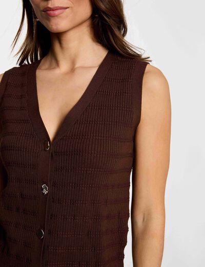 Fitted v-neck cardigan dark brown women
