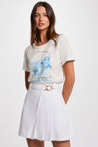 Jupe en jean plissée blanc femme