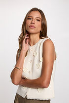 Fitted cardigan with round neck ivory women