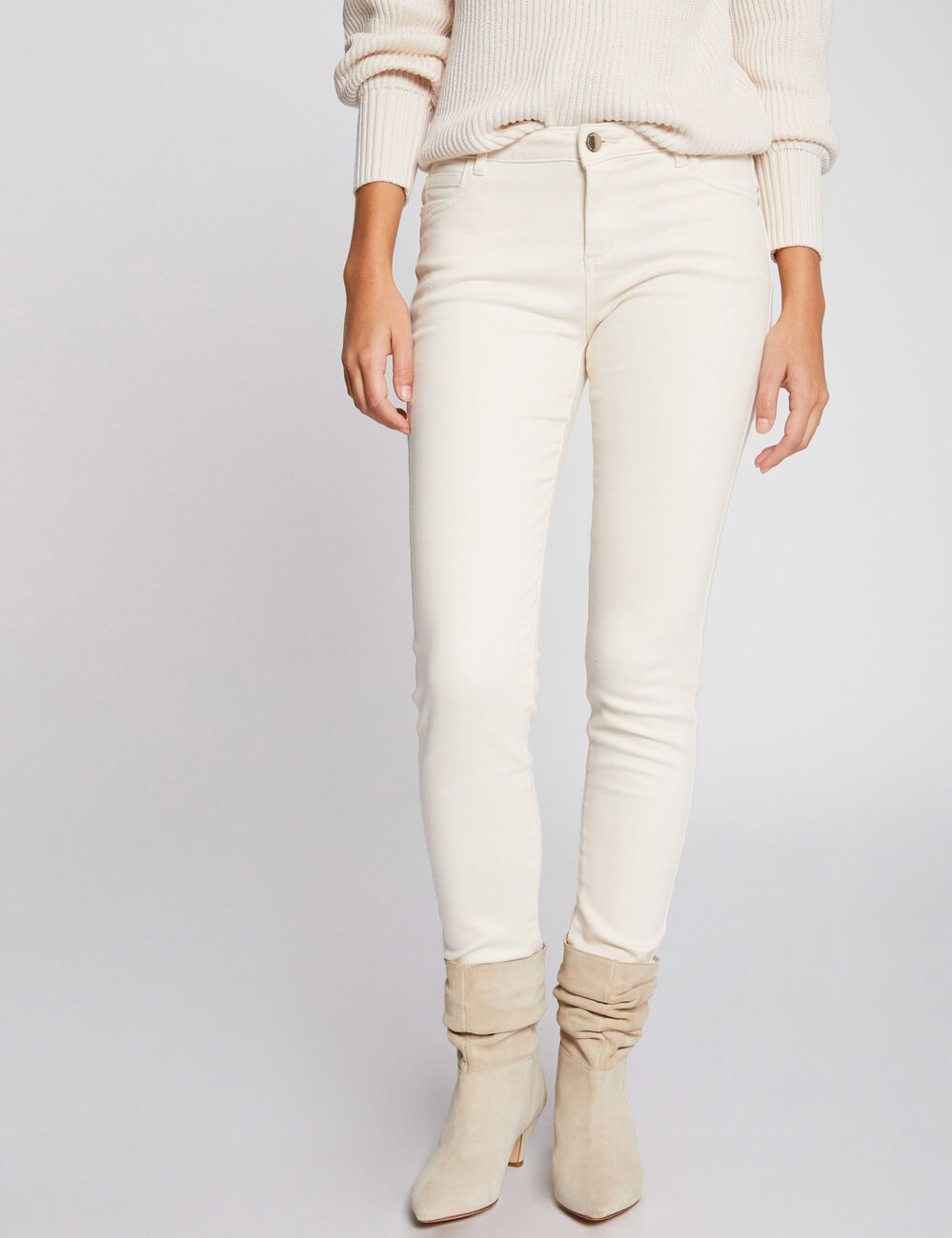 Low-waisted skinny jeans ivory women