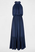 Maxi loose A-line dress navy blue women