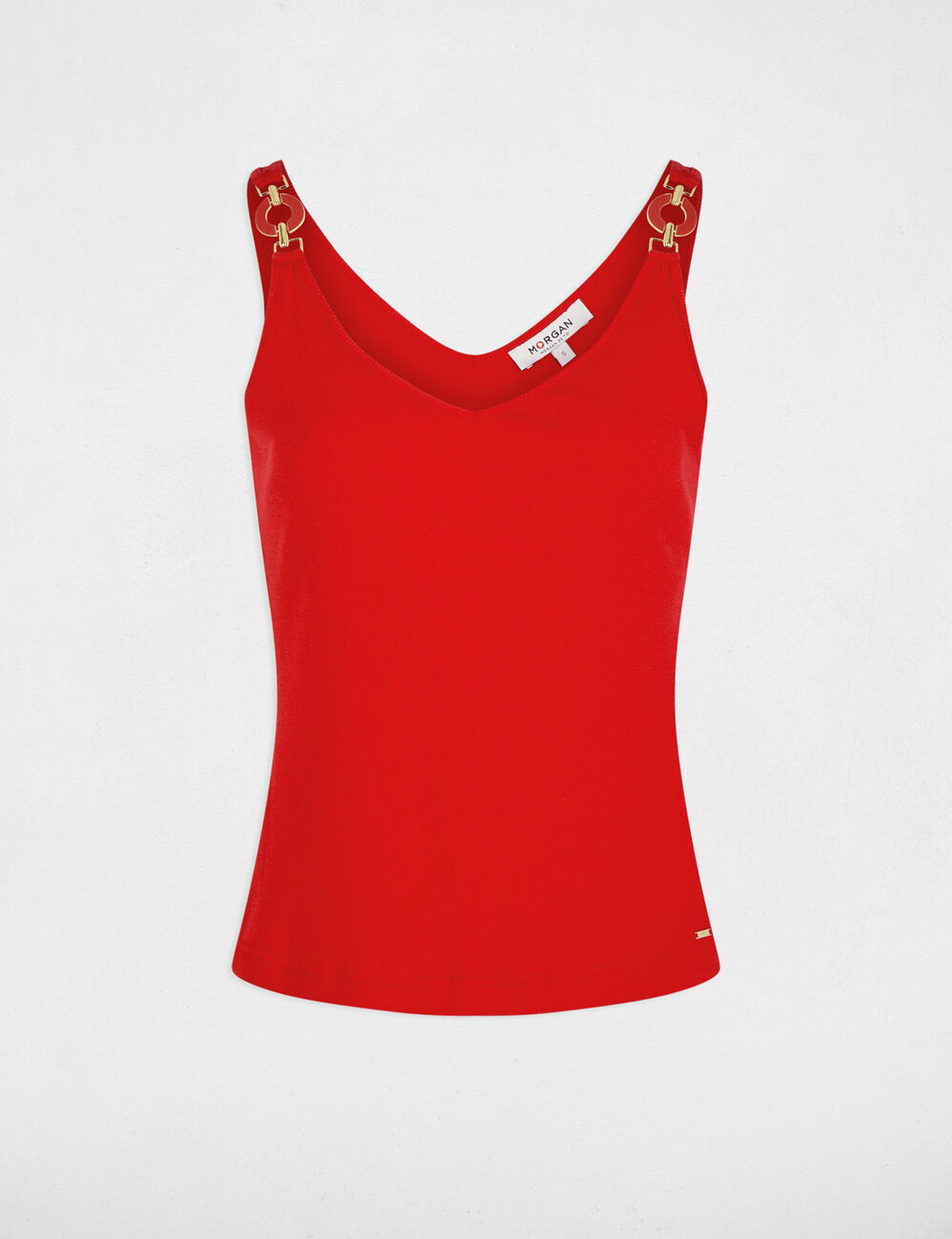 Fitted v-neck tank top red women