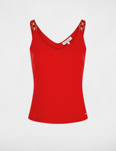 Fitted v-neck tank top red women