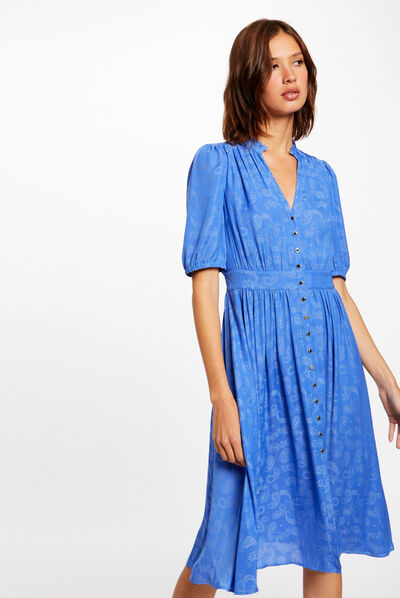 Straight dress with paisley print blue ladies'