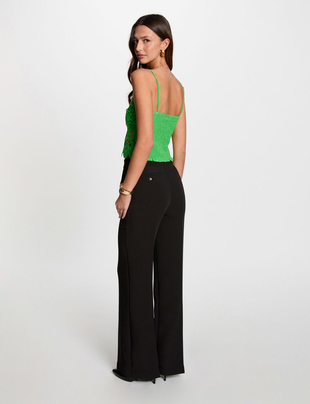 Crop top thin straps green women
