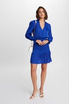Fitted mini smocked dress electric blue women
