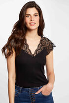 Short-sleeved t-shirt with lace black women