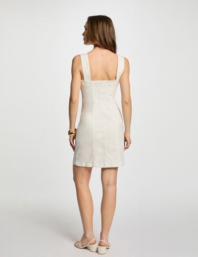 Short fitted denim dress ecru women