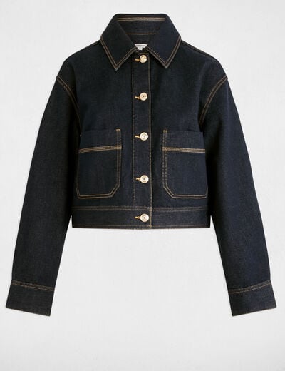 Blouson court en jean denim brut femme