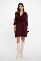 Fitted short dress plum women