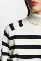 Stripped jumper turtleneck ivory women