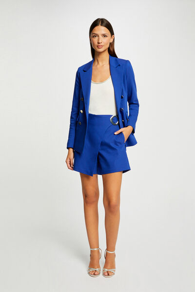 Straight skort with buckle electric blue ladies'