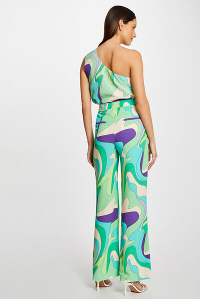 Loose wide leg trousers abstract print multico ladies'