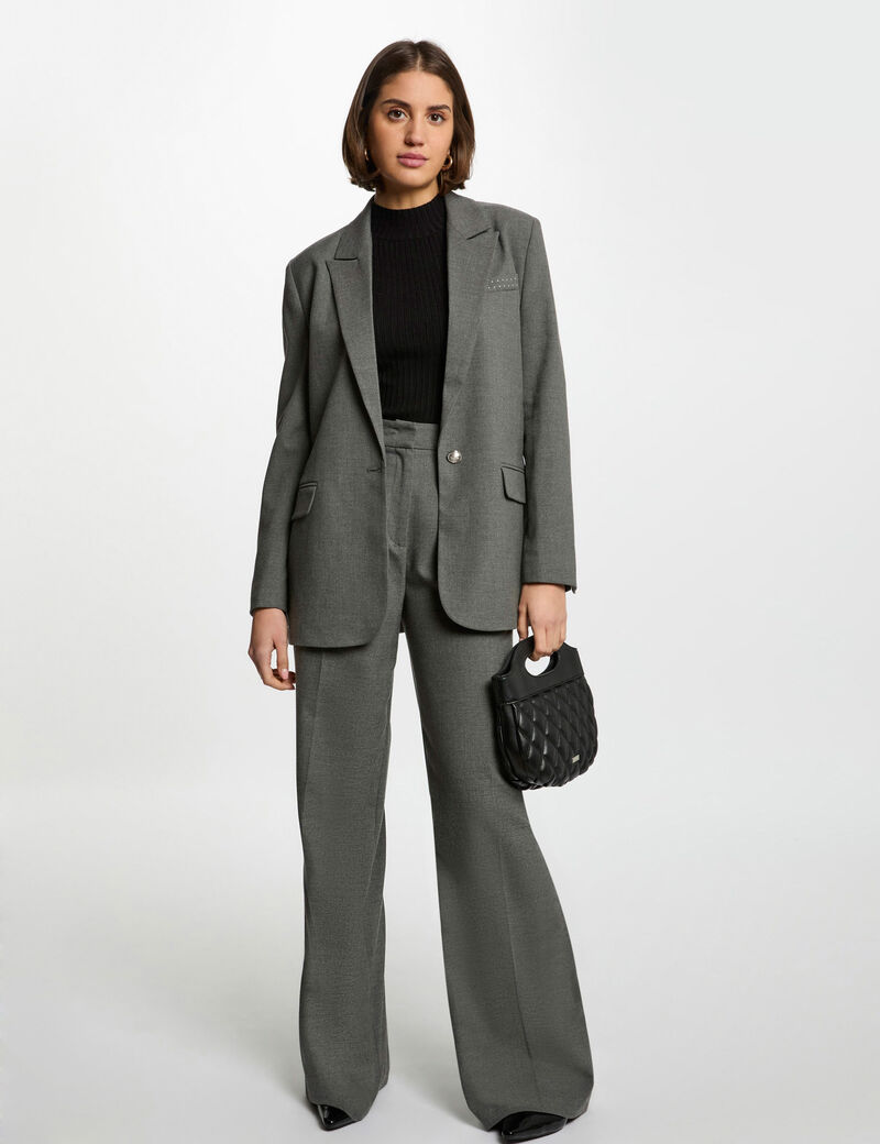 Long jacket studs details light grey women