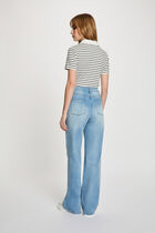 Striped top with polo collar white women