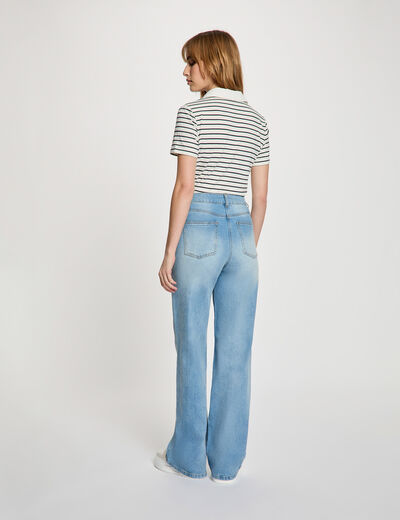 Striped top with polo collar white women