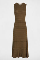 Long fitted knit dress khaki green women