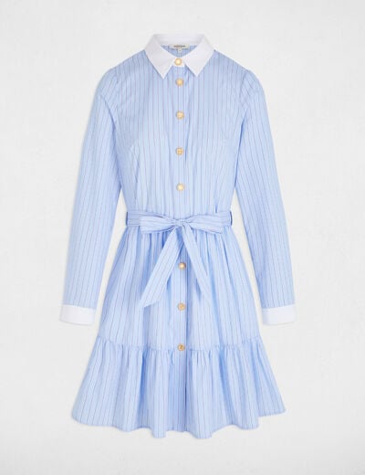 Striped A-line mini dress sky blue women