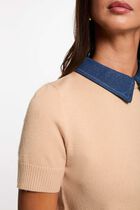 Sweater with a folded collar camel women