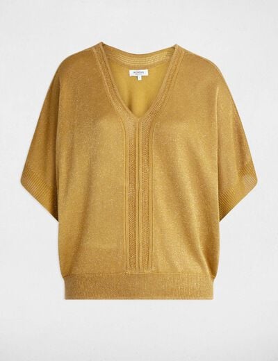Jumper short sleeves mustard yellow women