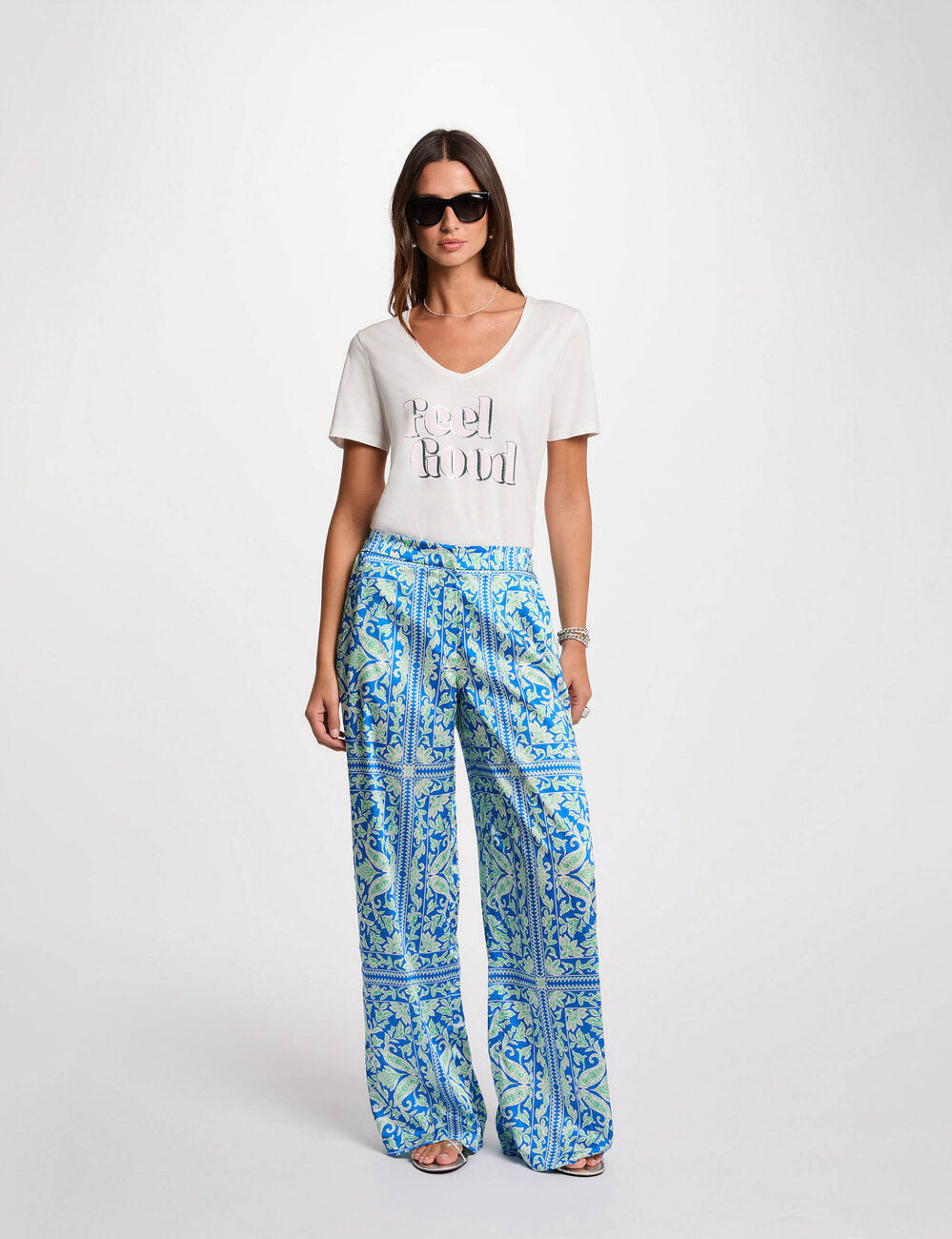 Printed wide-leg trousers multicolor women