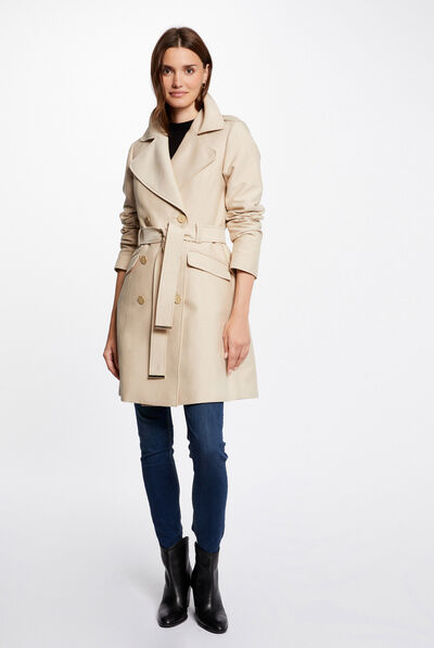 Straight belted trenchcoat beige ladies'