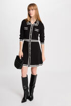 Robe tricot courte trapèze noir femme