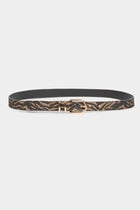Zebra-print thin belt black women