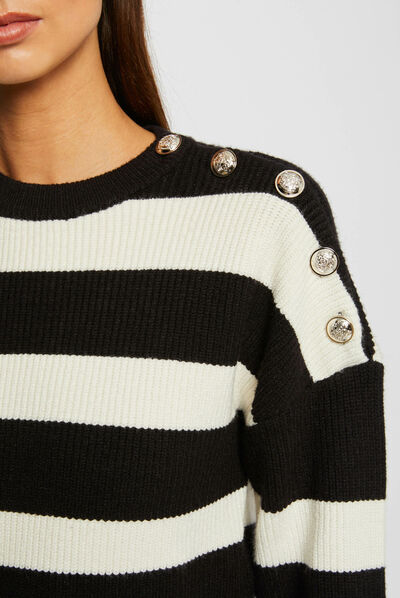 Long-sleeved jumper with buttons black ladies'