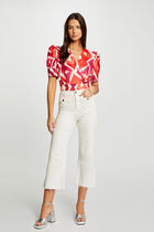 Printed top short sleeves multicolored women