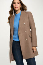 Mi-length coat with buttons taupe women