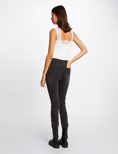 Vest top wide straps with lace ecru women