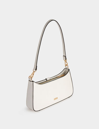 Bag with croc effect and lock white ladies'