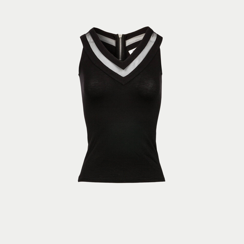 Jersey and tulle top black women