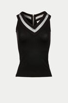Jersey and tulle top black women
