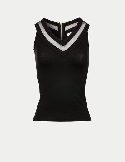 Jersey and tulle top black women