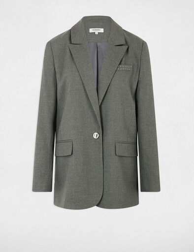 Long jacket studs details light grey women