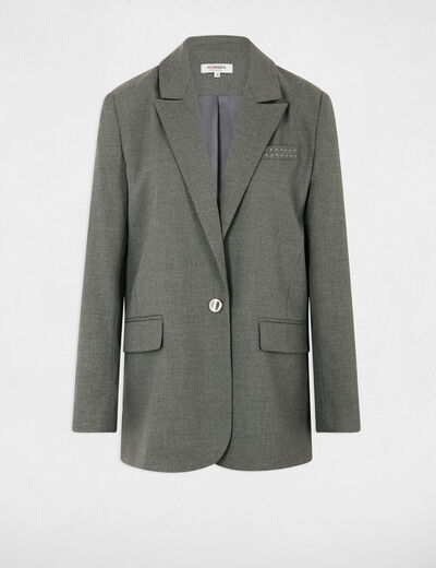 Long jacket studs details light grey women