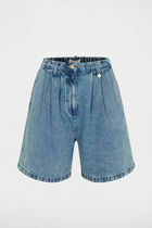 High-waisted shorts heavy stone wash denim women