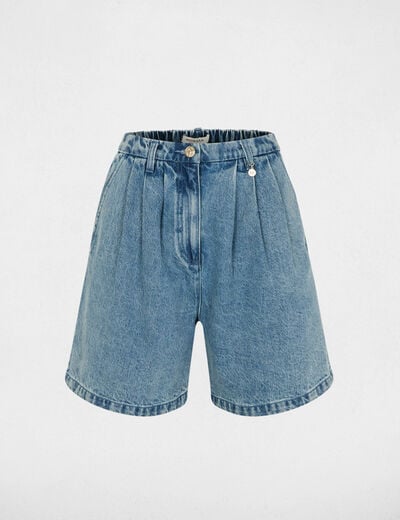 High-waisted shorts heavy stone wash denim women