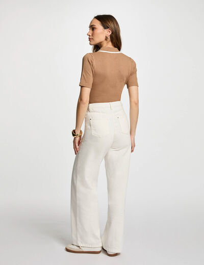 Jumper zipped polo collar sand women