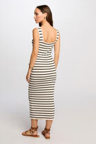 Fitted maxi knitted dress ecru women
