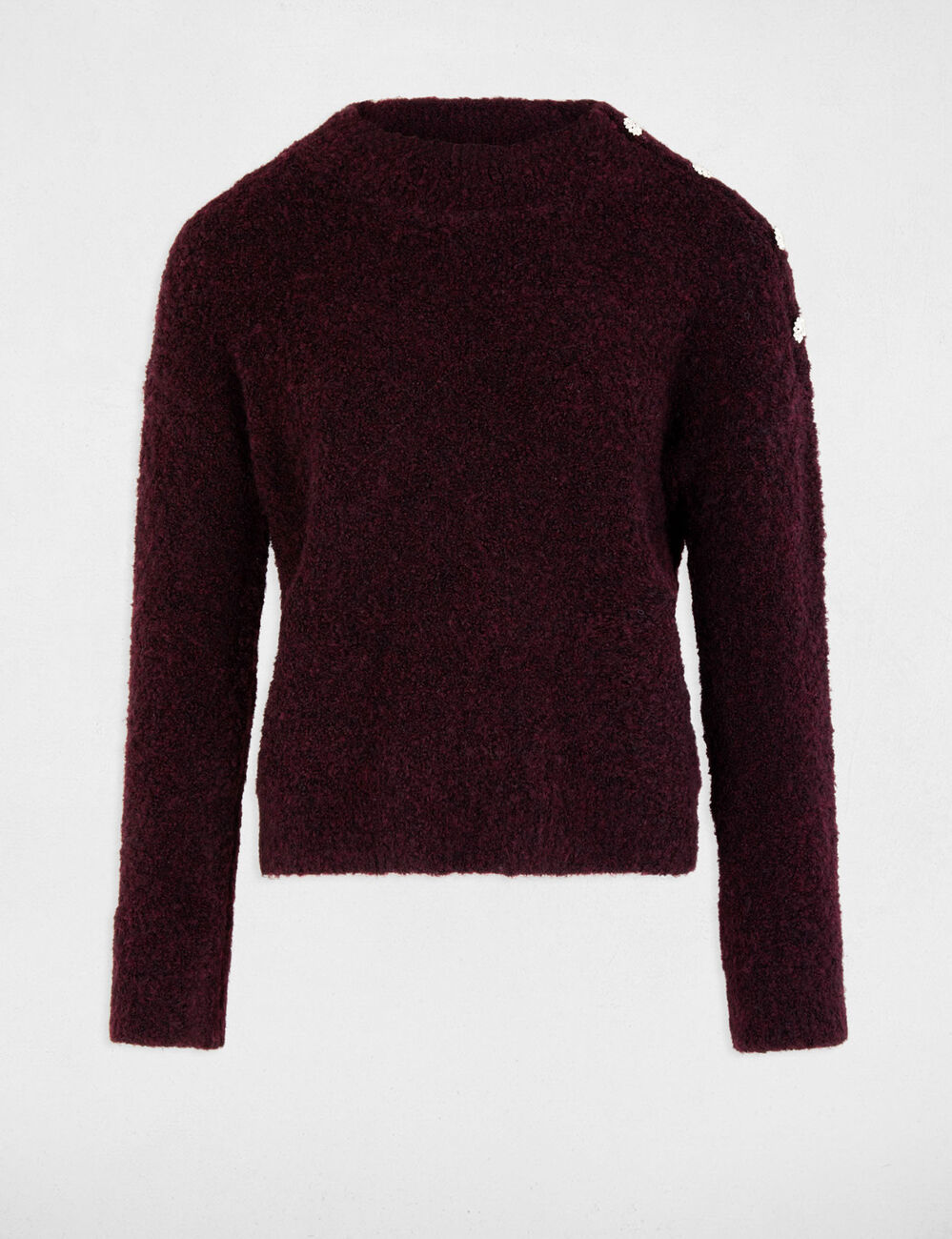 Jumper high collar and buttons plum women