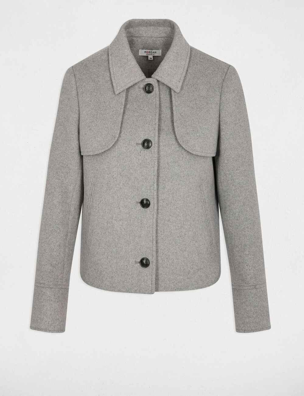 Fitted short coat mid-grey women