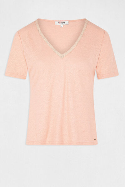 Short-sleeved t-shirt with V-neck  ladies'